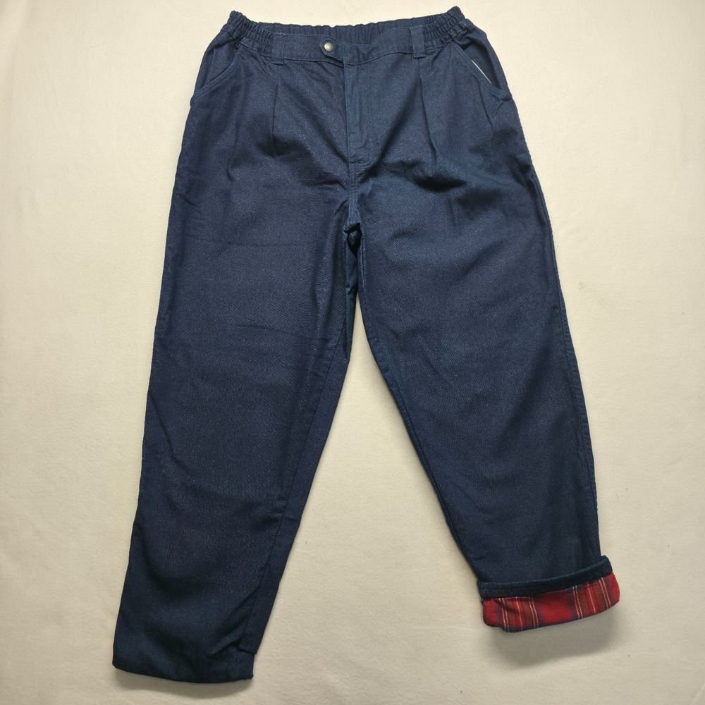 Vintage L.L. Bean Pathfinder Womens Flannel Lined Pleated Jeans Size 18 Made USA